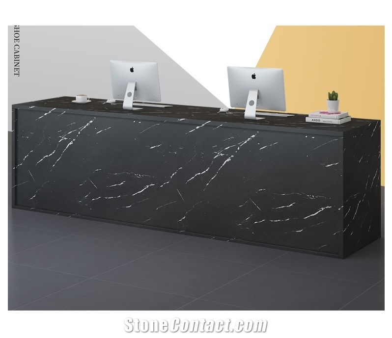 Black Quartz Countertop Hotel Reception Table