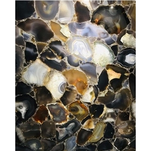 Black Uruguay Agate Semiprecious Stone for Tops