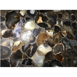Black Uruguay Agate Semiprecious Stone for Tops