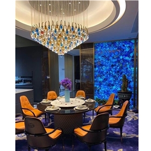 Blue Agate Backlit Semiprecious Stone Slabs Tiles