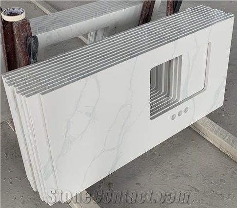 Calacatta White Quartz Stone for Vanity Tops,Bathroom Countertops