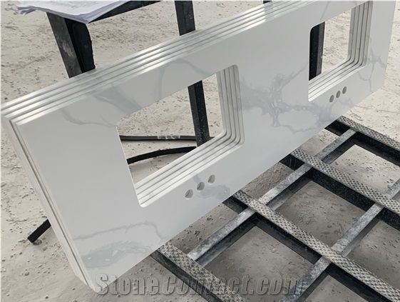 Calacatta White Quartz Stone for Vanity Tops,Bathroom Countertops