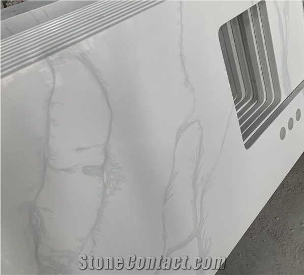 Calacatta White Quartz Stone for Vanity Tops,Bathroom Countertops