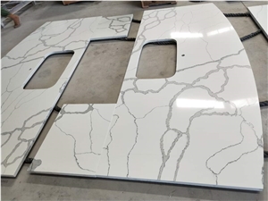 Carrara White Quartz Countertop for Kitchen, Bar Top