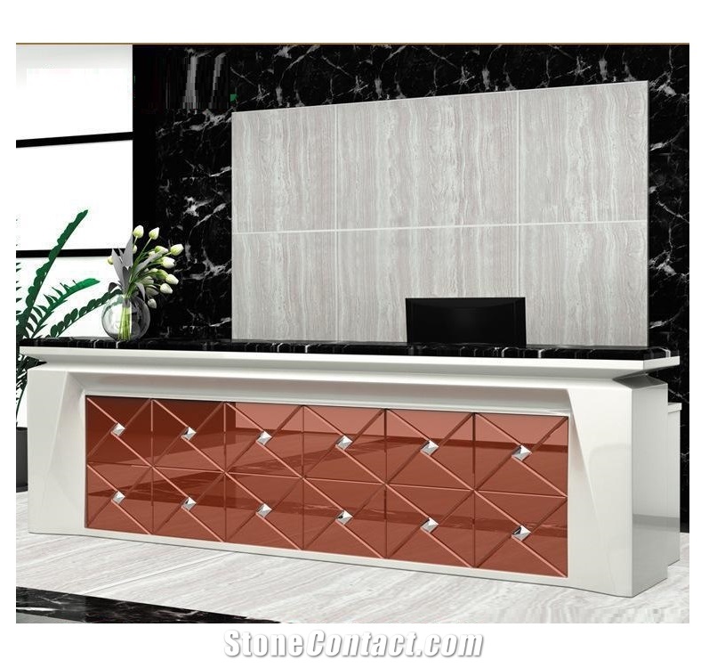 Custom Office Front Table Led White Reception Desk