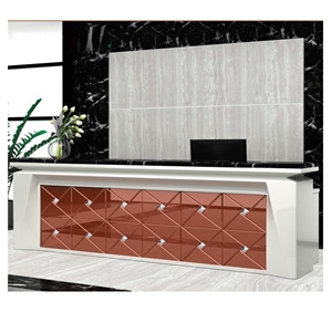 Custom Office Front Table Led White Reception Desk