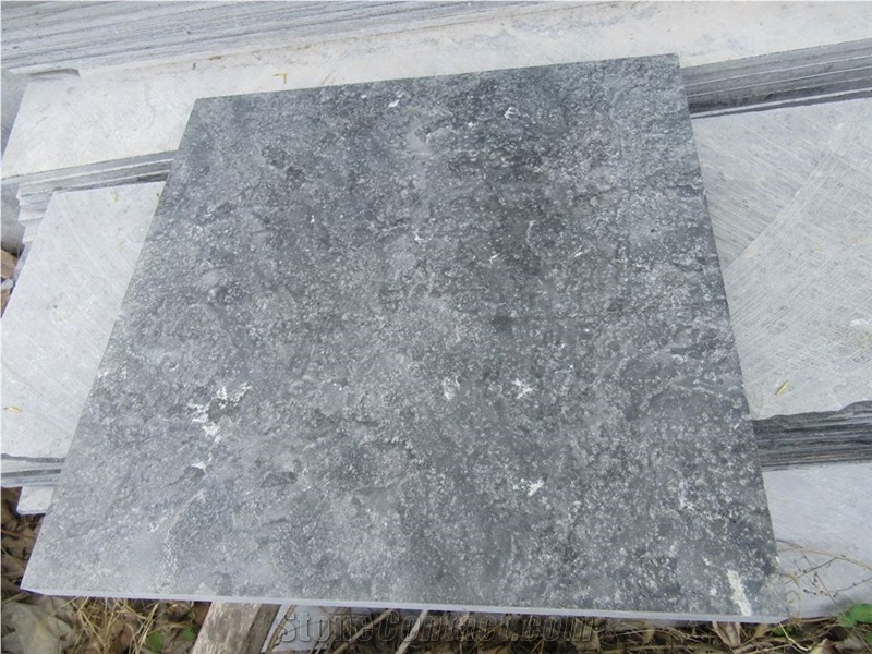 Flamed+Brushed Black Limestone Stone Paving Tiles
