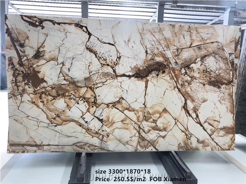 Golden Yellow Roma Quarzite Slabs Wall Panels Tile