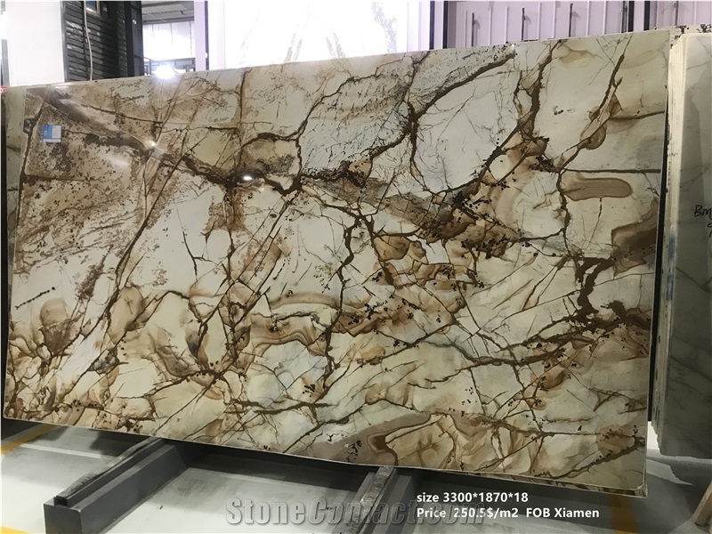 Golden Yellow Roma Quarzite Slabs Wall Panels Tile