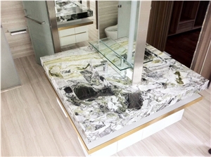 Ice Green White Beauty Marble Bathroom Countertop