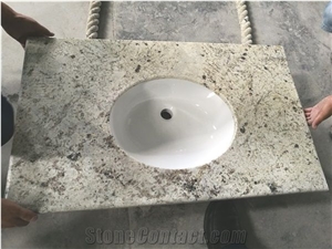 India Colonia White Granite Bathroom Countertop, Vanity Top