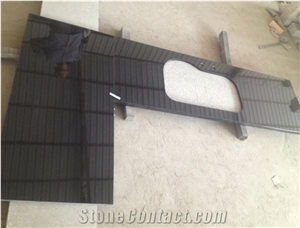 L Shape Kitchen Top, Absolute Black Granite