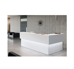 Led Light Artificial Stone Reception Desk