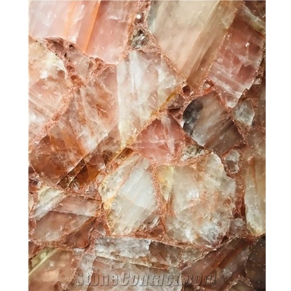Luxurious Orange Quartz Pink Semiprecious Stone