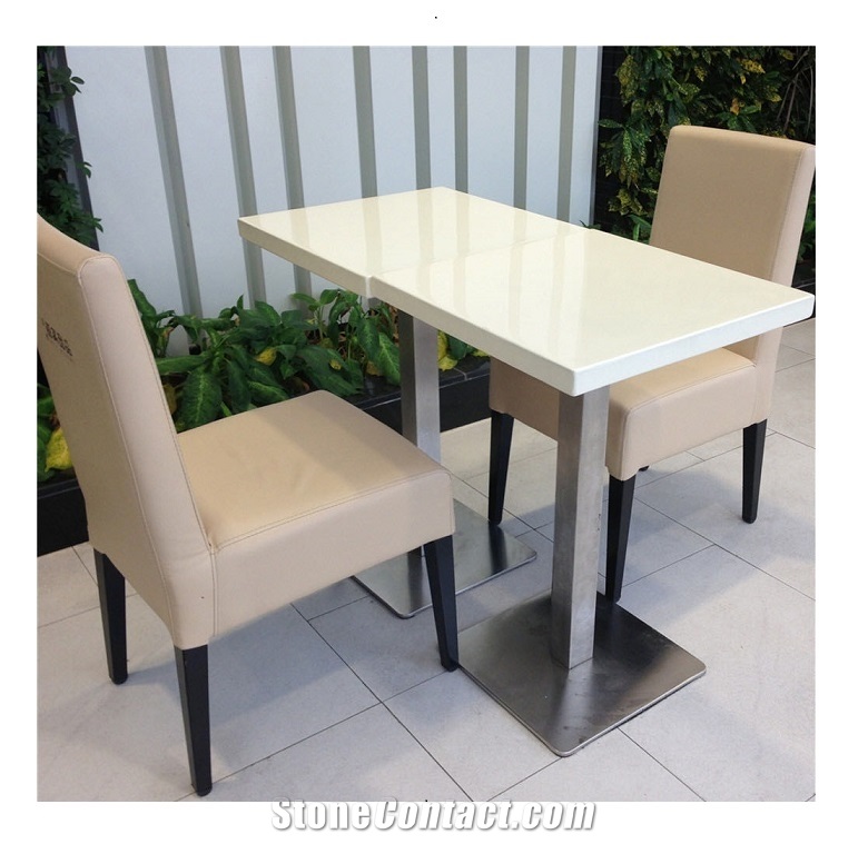 Marble White Quartz Restaurant Dining Table Top