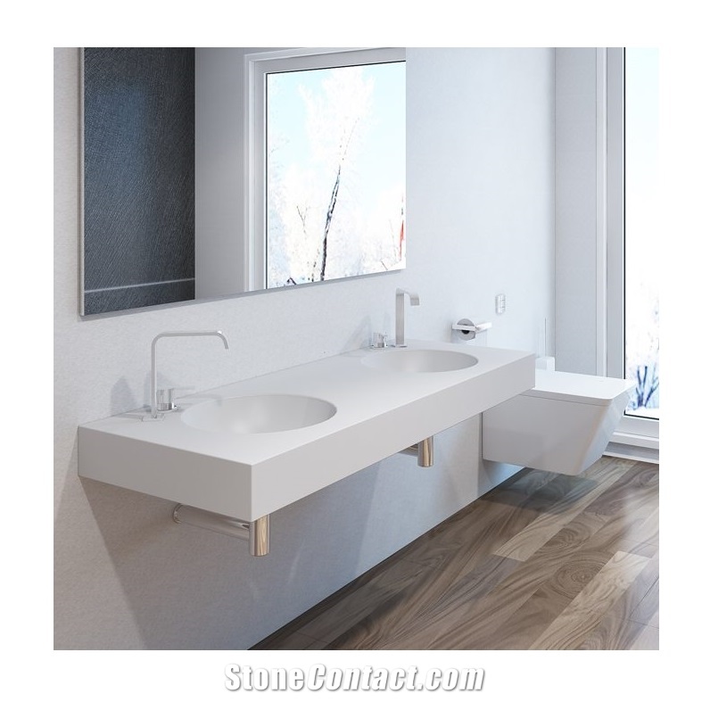 Modern White Acrylic Solid Surface Bathroom Sink