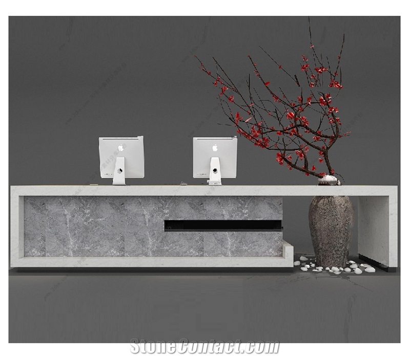 Modern White Office Straight Front Reception Desk