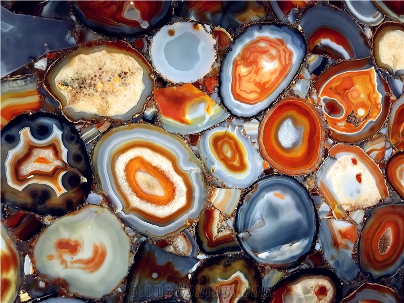 Natural Red Agate Semiprecious Stone Slabs