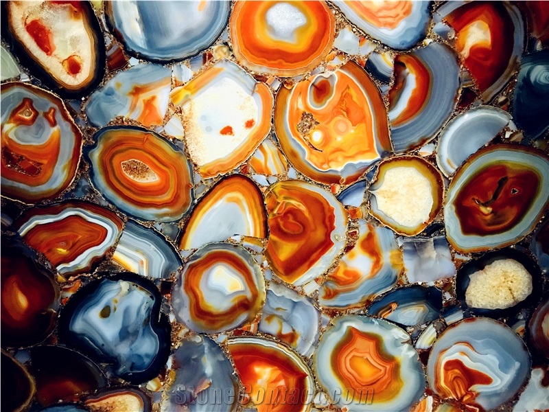 Natural Red Agate Semiprecious Stone Slabs