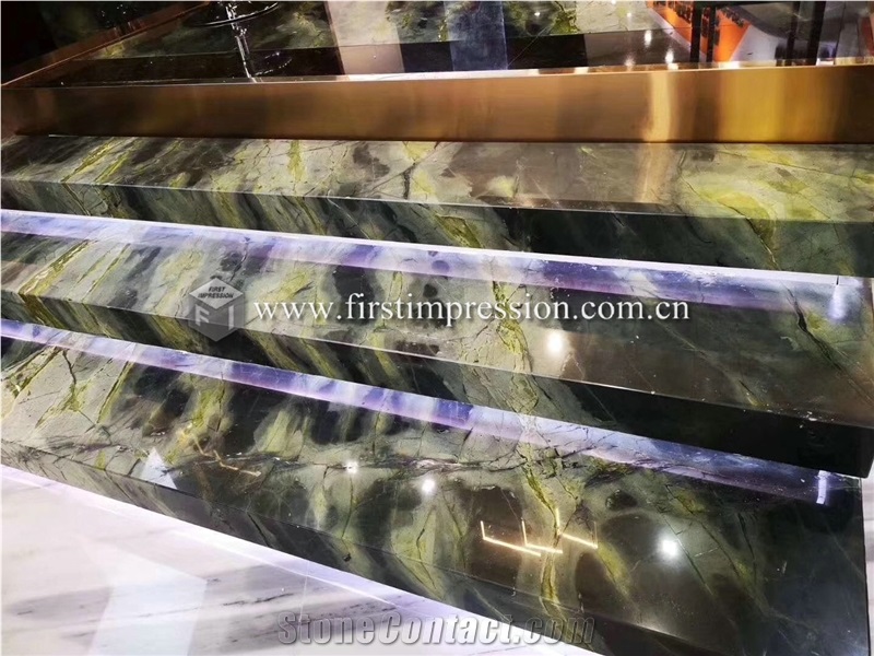 Peacock Green Marble for Stair Steps
