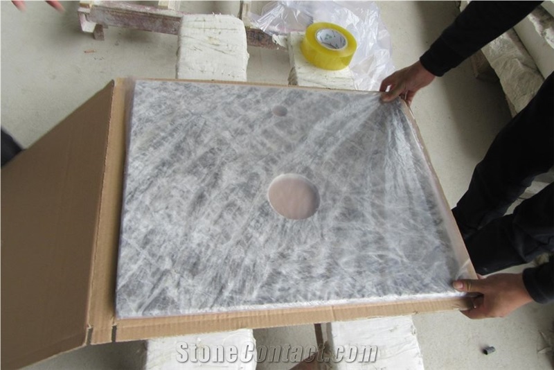 Polished Snow Silver Grey Marble Countertops