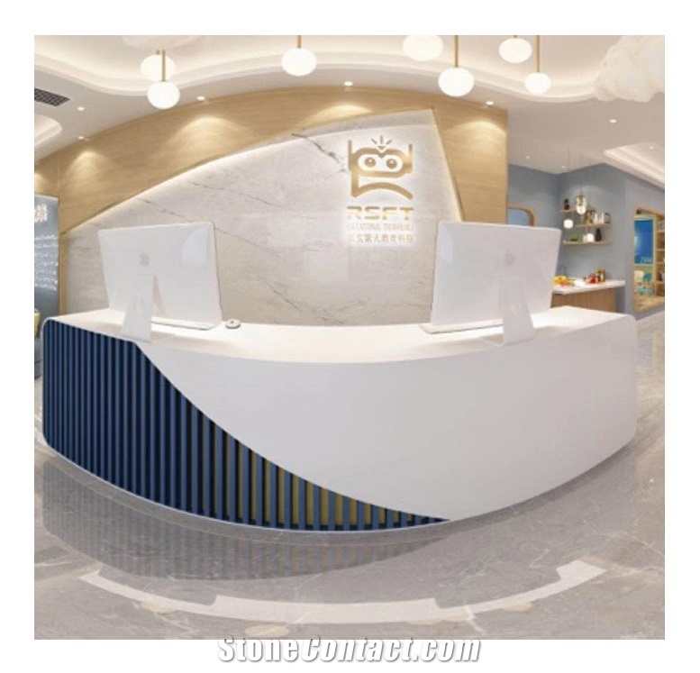 Pure Acrylic Curved Cashier Reception Desk