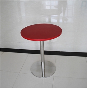 Red Quartz Top Restaurant Lounge Dining Table