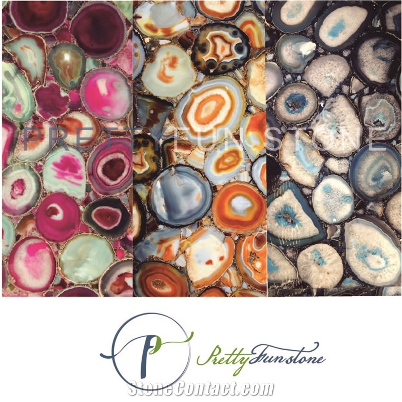 Rose Agate Semiprecious Stone Slab Tiles