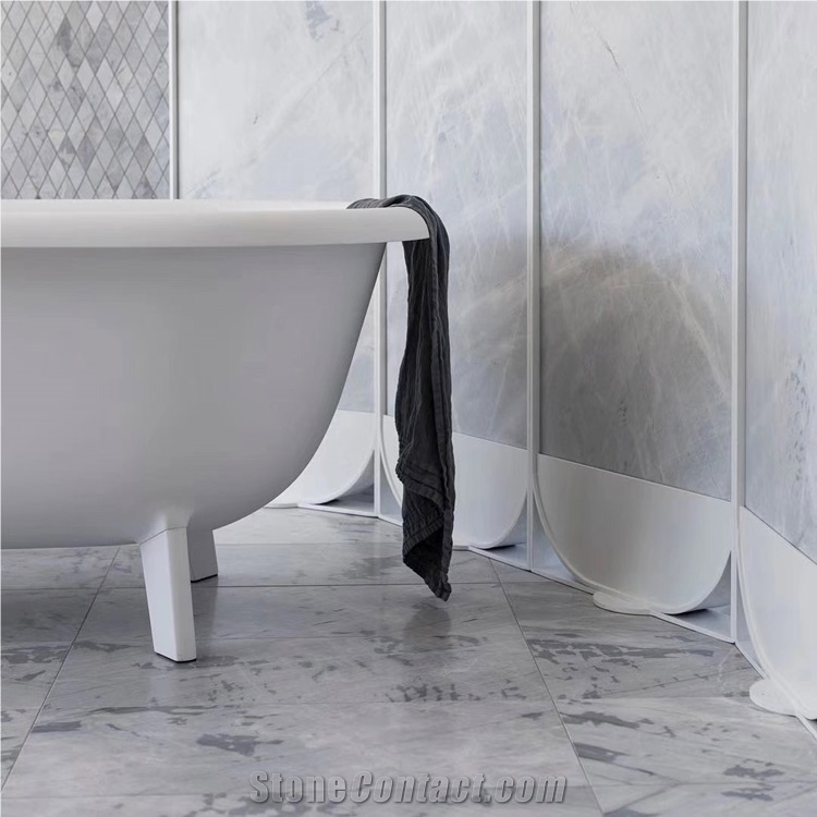 Van Gogh Light Grey Marble Kitchen Design
