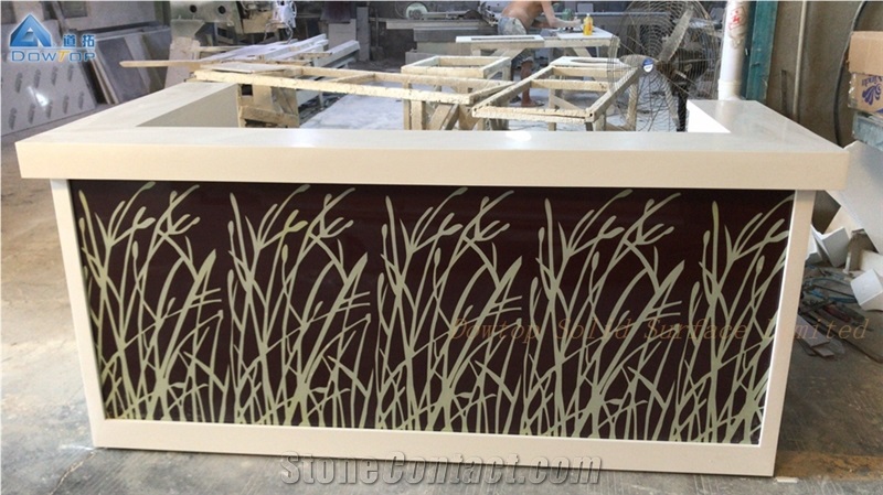 White Modern Solid Surface Bar Counter Design