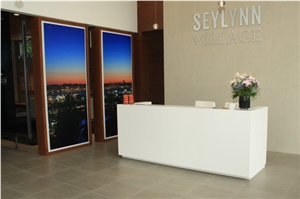 White Modern Solid Surface Reception Counter