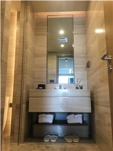 White Wooden Veins Marble Vanity Tops, Marble Bath Top