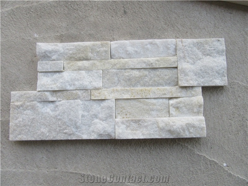 Yellow White Quartz Culture Stone Wall Cladding