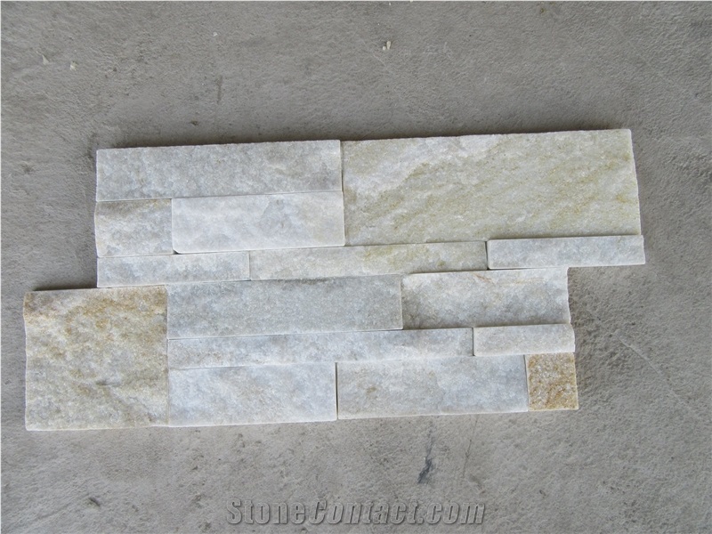 Yellow White Quartz Culture Stone Wall Cladding