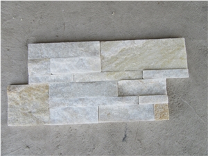 Yellow White Quartz Culture Stone Wall Cladding