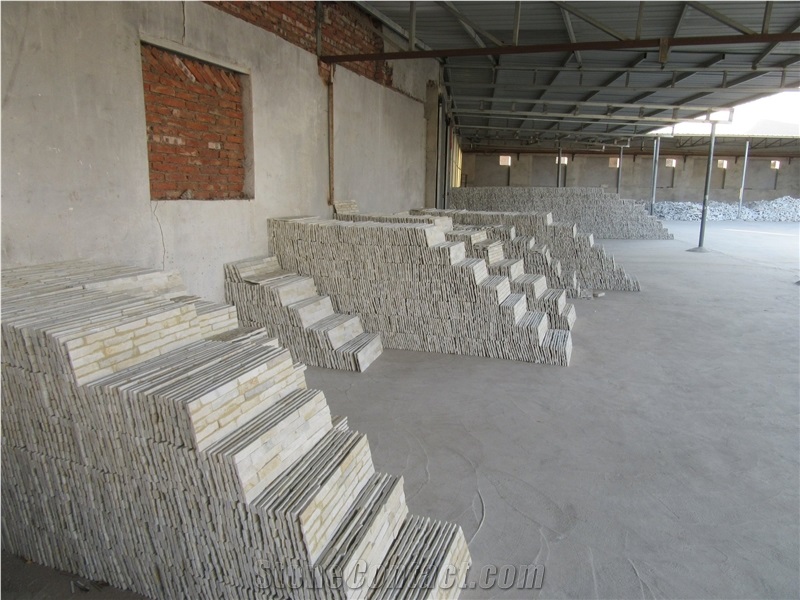 Yellow White Quartz Culture Stone Wall Cladding