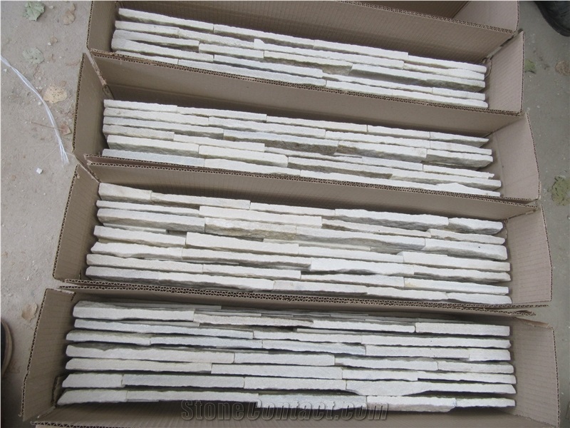 Yellow White Quartz Culture Stone Wall Cladding