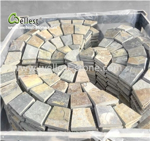 Rustic Brown Multi Color Slate Meshed Paving Stone