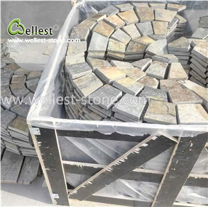Rustic Brown Multi Color Slate Meshed Paving Stone