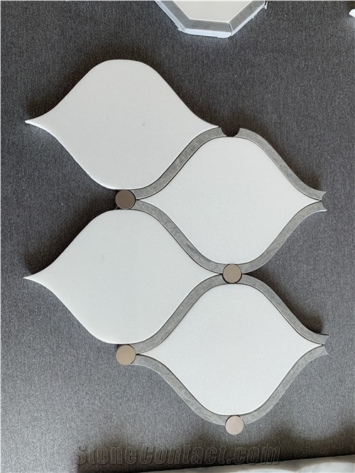 China Cinderella Grey Waterjet Marble Pattern Mosaic Tiles