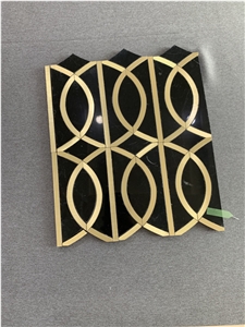 China Mongolia Black Metal Waterjet Granite Mosaic