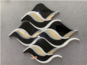 China Shanxi Black Argentine Blue Waterjet Mosaics