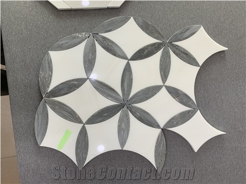 Italy Bardiglio Imperiale Waterjet Inlay Marble Mosaics