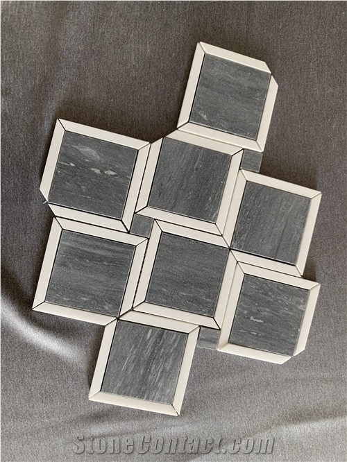 Italy Bardiglio Nuvolato Cinderella Grey Marble Mosaic Pattern