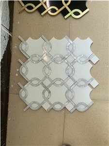 North Macedonia Yugoslavia White Marble Waterjet Inlay Mosaic Pattern