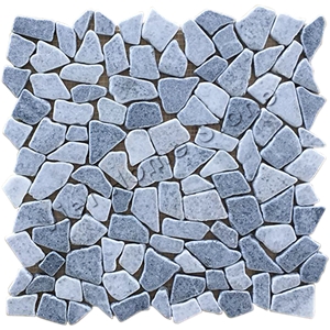 Chipped Marble Mosaic Tile Bathroom Walls