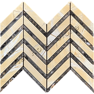 Herringbon Yellow Marble Mosaic Tile Herringbon Yellow Marble Mosaic Tile
