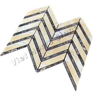 Herringbon Yellow Marble Mosaic Tile