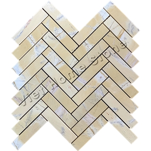 Herringbon Yellow Marble Mosaic Tile