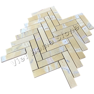 Herringbon Yellow Marble Mosaic Tile